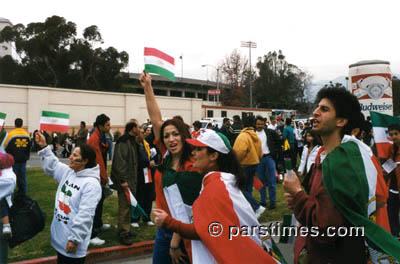 Football fans outside the Rose Bowl - January 16, 2000