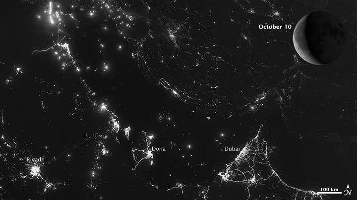 nighttime views of the Persian Gulf region