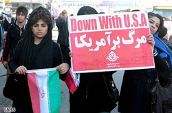 Young women celebrating the anniversary of the revolution - Fars