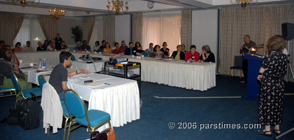 Women in the Middle East Seminar: From Right to left: Dr. Nayereh Tohidi, Dr. Susan Slyomovics, Dr. Sondra Hale - UCLA (July 10, 2006) - by QH